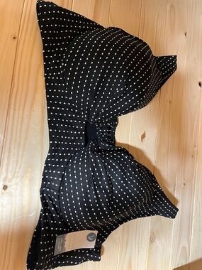NWT Black Polka Dot Swim Top: adjustable straps and back - 44DD